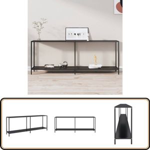 vidaXL Wandtafel 200x35x75,5 cm - Zwart Glas & Staal Wandtafel - Bijzettafel - Salontafel - Tv Tafeltje - Modern