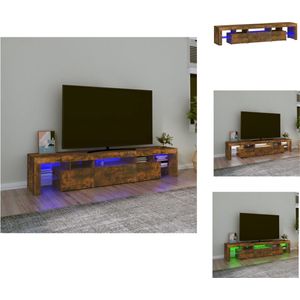 vidaXL tv-meubel Gerookt Eiken - 200 x 36.5 x 40 cm - RGB LED-verlichting - Kast