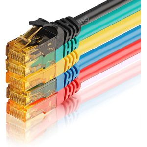 Kabelset CAT 6 Ethernet 0,5m - Gigabit LAN Patchkabel 1000Mbit/s - RJ45 Stekker voor Router en PC - Set van 5 Kleurrijk