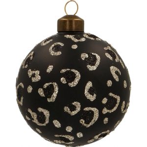 Totally Christmas | Kerstbal Luipaard | 8 cm | Kerstballen | Black | 4 Stuks