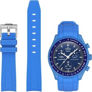 MoonSwatch - Omega - Swatch - Rolex - SEIKO - Speedmaster - Rubberen horlogeband met perfecte pasvorm - 20mm - Blauw