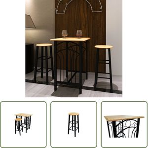 The Living Store Eetset Rechthoekige Ontbijttafel 2 Hoge Stoelen - 72.5 x 55 x 82.5 cm - Bruingroene Afwerking