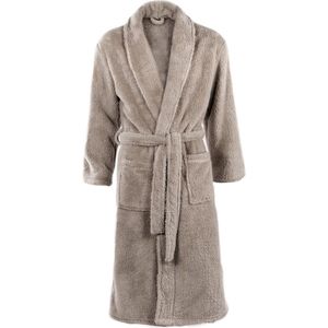 Luxe badjas - unisex - s/m - Taupe - Pluche - Extra Zacht
