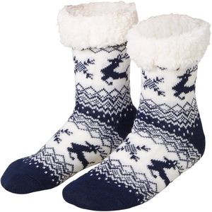 dressforfun - Knusse sokken met rendiermotief blauw-wit 43-46 - verkleedkleding kostuum halloween verkleden feestkleding carnavalskleding carnaval feestkledij partykleding - 303477