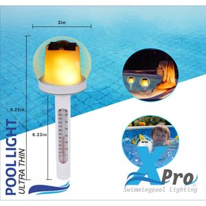 XPRO POOL | Solar zwembadlamp met thermometer ( met vuur vlammetje )