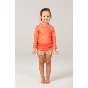 Ducksday - UV-Zwemshirt voor baby - UV-werend UPF50+ - Rashguard met Lange mouwen - unisex - Koraalrood effen - maat 1 jaar