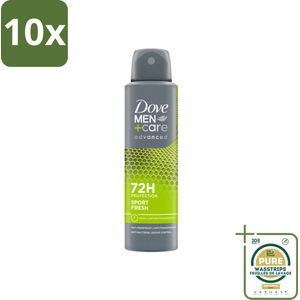 10 x Dove Men+Care Deodorant Spray - Sport Fresh - 150 ml - Grootverpakking - Sport Deodorant - Anti-transpirant - Zweetbestrijding - Frisheid - Geur