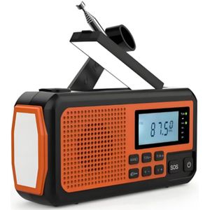 Noodradio - noodradio solar opwindbaar - 4000 mAh - powerbank zonneenergie - Draagbare radio - Oplaadbare batterij - ABS - Oranje