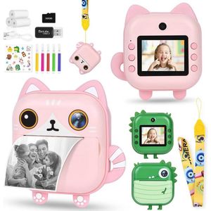 Instant printcamera voor kinderen met dubbele 1080p camera - ideaal cadeau voor jongens en meisjes 3-12 jaar
