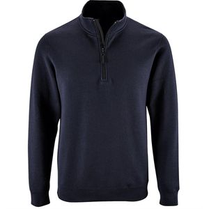 SOLS Heren Stan Contrast Zip Neck Sweatshirt (Franse marine)