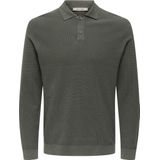 Only & Sons - Onstony Reg 12 - Gebreid Poloshirt - Castor Gray - Lange Mouwen