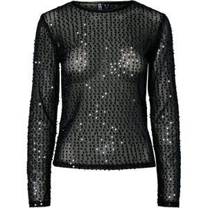 Pieces - Pcmacey Ls Top Jrs - T-shirt - Asphalt/Dark Grey - Lange Mouwen