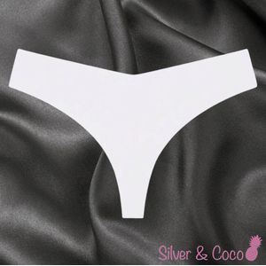 SilverAndCoco® - Naadloze String / Seamless Onderbroek Dames / Zacht Brazilian Slipje / Naadloos Stretch Ondergoed Vrouw / Witte Strings Dames Lingerie Broekje - Wit Small / S