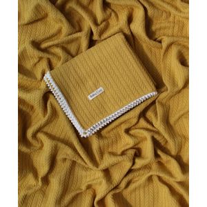 MAK40 – Biologische Babydeken – Babydekens- Babykamer - Beddengoed - Okergeel - Mosterd Geel - Ledikant Piqué & Mousseline – 100x120 cm – 100% Katoen – Wiegdeken - Multifunctioneel – OEKO-TEX & GOTS - Cadeau - Geboorte