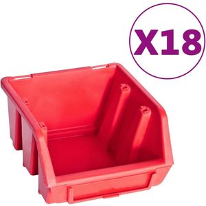 vidaXL Opbergbakkenset - Opbergbakkensets - Bakkenset - Bakkensets - 80-delige Opslagbakkenset met wandpanelen rood en zwart