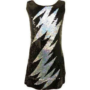 Hoogy Googy feestelijk jurkje met pailletten - Bliksem zwart/zilver- maat 92/98