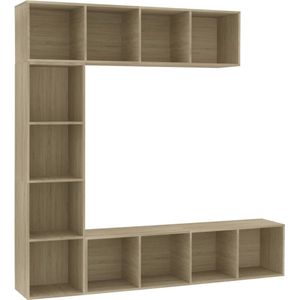 vidaXL - 3-delige - Boekenkast-/tv-meubelset - 180x30x180 - cm - eikenkleurig