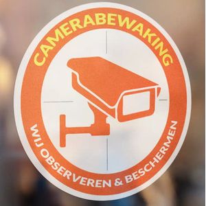 Camera Beveiligingsticker Rond Oranje