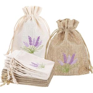 12PCS Lavender Bags Sachet - Small Jute Bag with Drawstring Cotton Linen Pouch - for Filling Herbs Jewelry Wedding