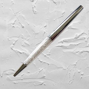 Swarovski Stijl Pen Zilver | Elegante Moderne Metalen Pen met Swarovski Kristallen | 500+ Diamanten | Zwarte inkt