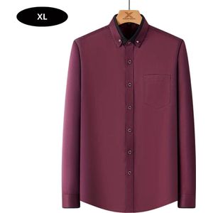 Nivard Overhemd Heren - Volwassenen - Lange Mouwen - Strijkvrij - Lange Mouw - Bordeauxrood - Maat XL