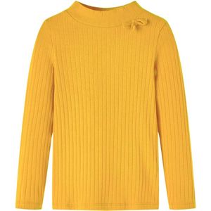 vidaXL - Kindershirt - Donker Okerkleurig - Lange Mouwen - Geribd