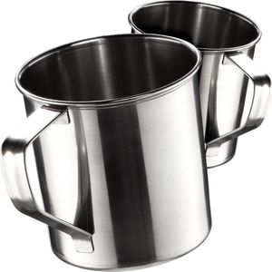 KADAX Roestvrijstalen beker, duurzame koffiemok met handvat, onbreekbare drinkbeker, geïsoleerde beker, thermobeker voor koffie, thee, sap en water (9 cm, 2 stuks)