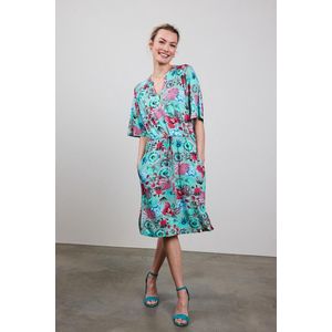 DIDI Dames Dress Baily in granite green with Floral Medley maat 44
