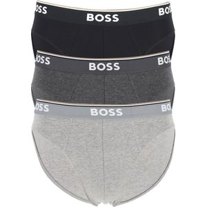 HUGO BOSS Power briefs (3-pack) - heren slips - grijs - grijs - zwart - Maat: XXL