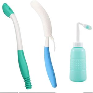 Gsedaox-Draagbare Bidet-3 stuks-Peri Bottle-Toilethulp-Badborstel-350ml-Vaginale Douche-Blauw-Groen