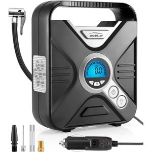 Draagbare 12V Luchtcompressor | Elektrische Bandenpomp met Digitale Bandenspanningsmeter en LED-Licht