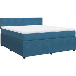 vidaXL - Boxspring - met - matras - fluweel - blauw - 180x200 - cm
