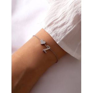 Initiaal Armband met Letter Z Zilverkleurig - Naam Armband Cadeau - Geluks Armband op Kaartje - Pax Amare