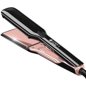 Professionele stijltang met hoge temperatuur, keramische stijltang met snelle opwarming in 30 seconden, 2-in-1 stijltang en krultang, plasma-stijltang voor pluisvrij haar, dubbele spanning voor op reis