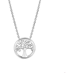 Collier - Levensboom - Gerhodineerd Zilver - 41 + 4 cm