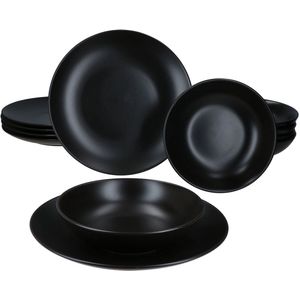 MamboCat 12-delig eetservies Panter mat zwart 6 personen steengoed