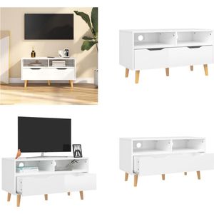 vidaXL Tv-meubel 90x40x48-5x cm spaanplaat hoogglans wit - Tv-kast - Tv-kasten - Tv-standaard - Tv-standaarden