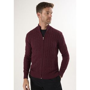 Felix Hardy - Kabelgebreid Vest - Bordeaux - 100% Katoen - Heren