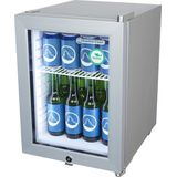 Gastro-Cool KW25 - Mini koelkast met glazen deur 23 Liter - Zilver/Zilver/Wit 247401