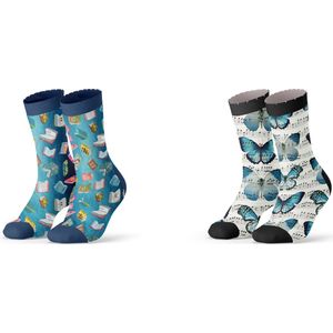 Sock My Feet geschenkdoos sokken dames 36 38 - cadeau voor vrouw - duurzaam - naadloos - Books Fluttering Notes