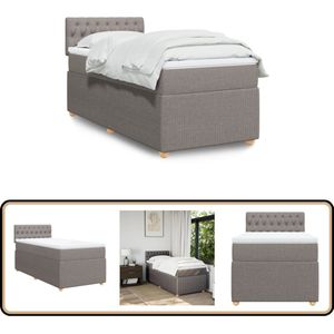vidaXL Boxspring met matras stof taupe 80x200 cm