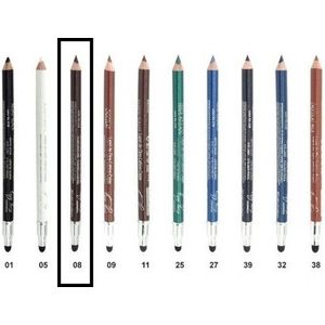 Easy Paris - Oogpotlood en Lippotlood - Extra Waterproof - Donker Bruin - Marron Oscuro - Met puntenslijper en smudger/vervager - Nummer 08 - 1 Stuks