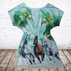 Paarden jurk beach mint -s&C-98/104-Kinderjurken