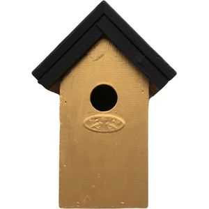 Houten vogelhuisje/nestkastje 22 cm - in het zwart/goud maken - Dhz schilderen pakket - 2x tubes verf en kwasten