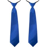 2x stuks blauwe Carnaval verkleed stropdas 40 cm verkleedaccessoire