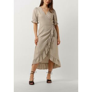 Object Objammie S/s Wrap Long Dress Jurken Dames - Kleedje - Rok - Jurk - Zand - Maat 36