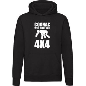 Cognac will make you 4x4 | drank | alcohol | sterke drank | Unisex | Trui | Sweater | Hoodie | Capuchon | Zwart