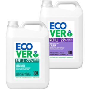 Ecover Wasmiddel Voordeelverpakking 2 x 5L - Universeel + Gekleurde Was - Ecologisch