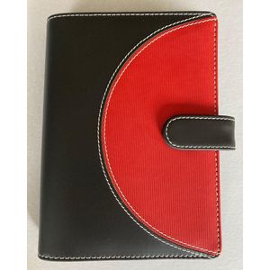 Ringband / organizer zwart / rood kunstleer, passend voor Succes standard agenda 95x171 mm, 6 rings