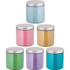 Badkaviaar - 200 gram - set van 6 verschillende geuren - Aluminium Deksel - Eucalyptus, Hamam, Lavendel, Opium, Rozen, Zen Moment - bad parels voor in bad